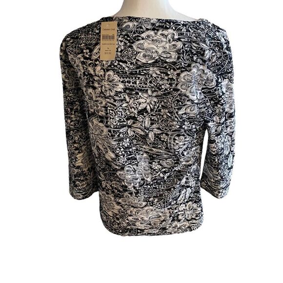 Coldwater Creek Black White Knit Top Size Medium NWT - Picture 3 of 6